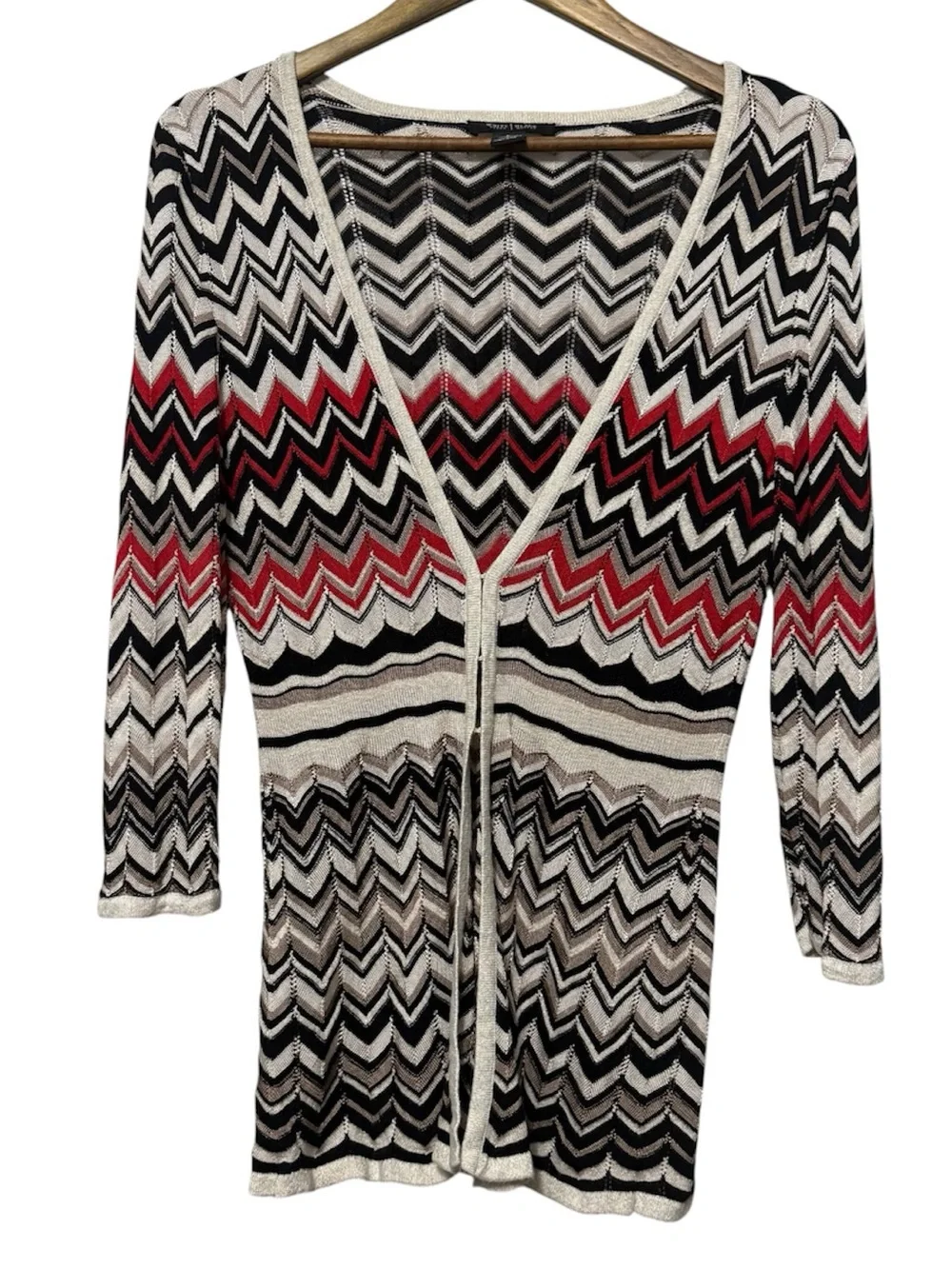 White House Black Market Novelty Stitch Chevron Knit Cardigan Women’s Large